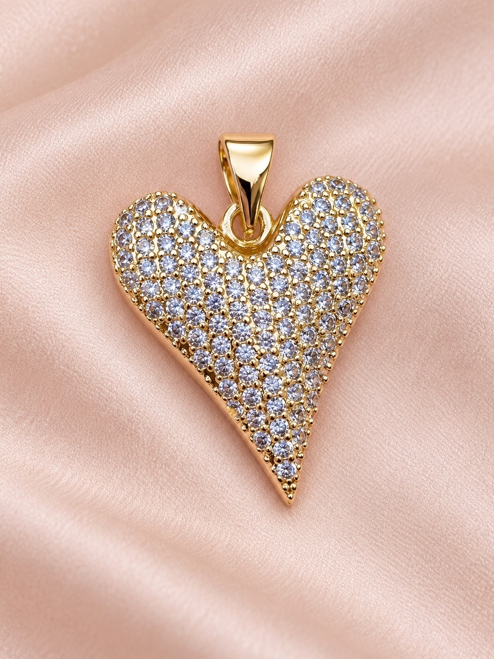 14K Gold Filled Pavรฉ Crystal Heart Pendant Necklace | Boutique Jewelry